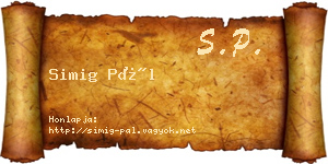 Simig Pál névjegykártya